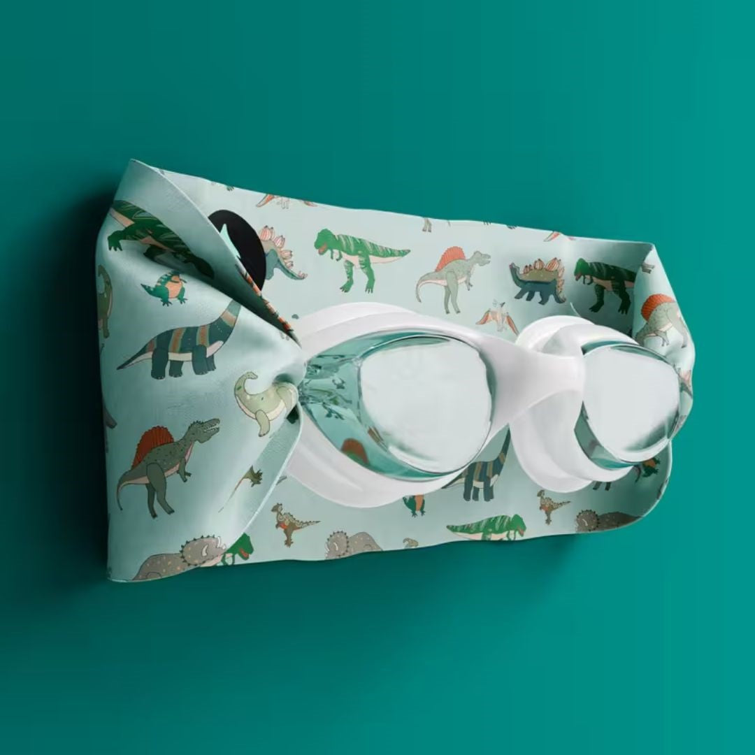 Waterplops Green Dinosaur Headband Swimming Goggles