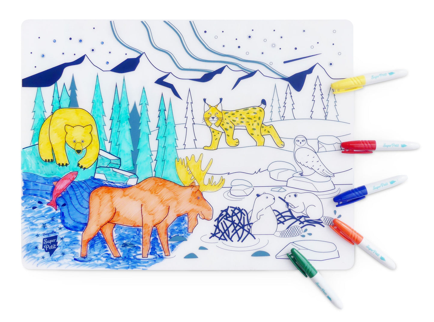 Coloring PlaceMat + 5 Erasable Markers - Boreal