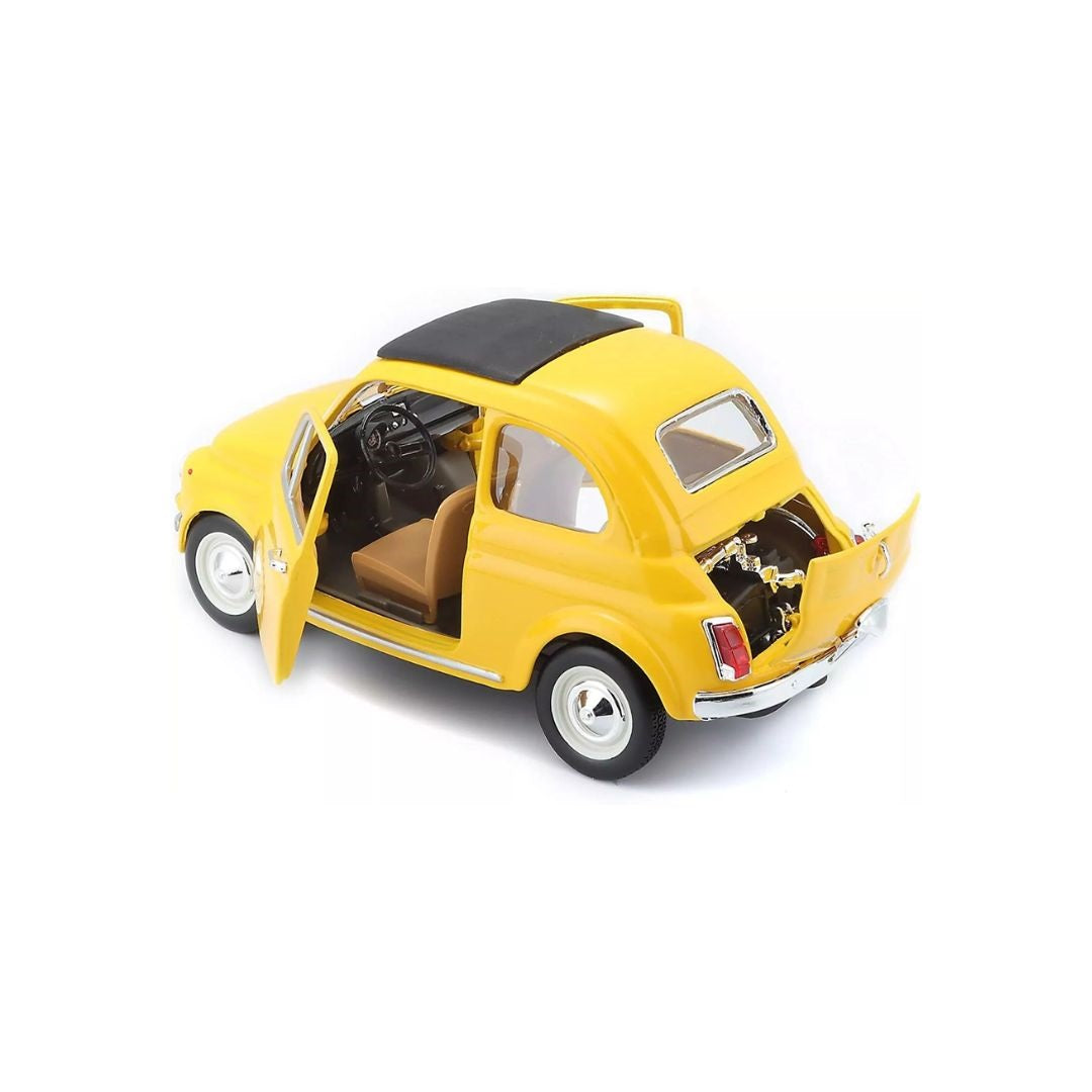 Burago Yellow Fiat 500F 1965 Diecast Model Car