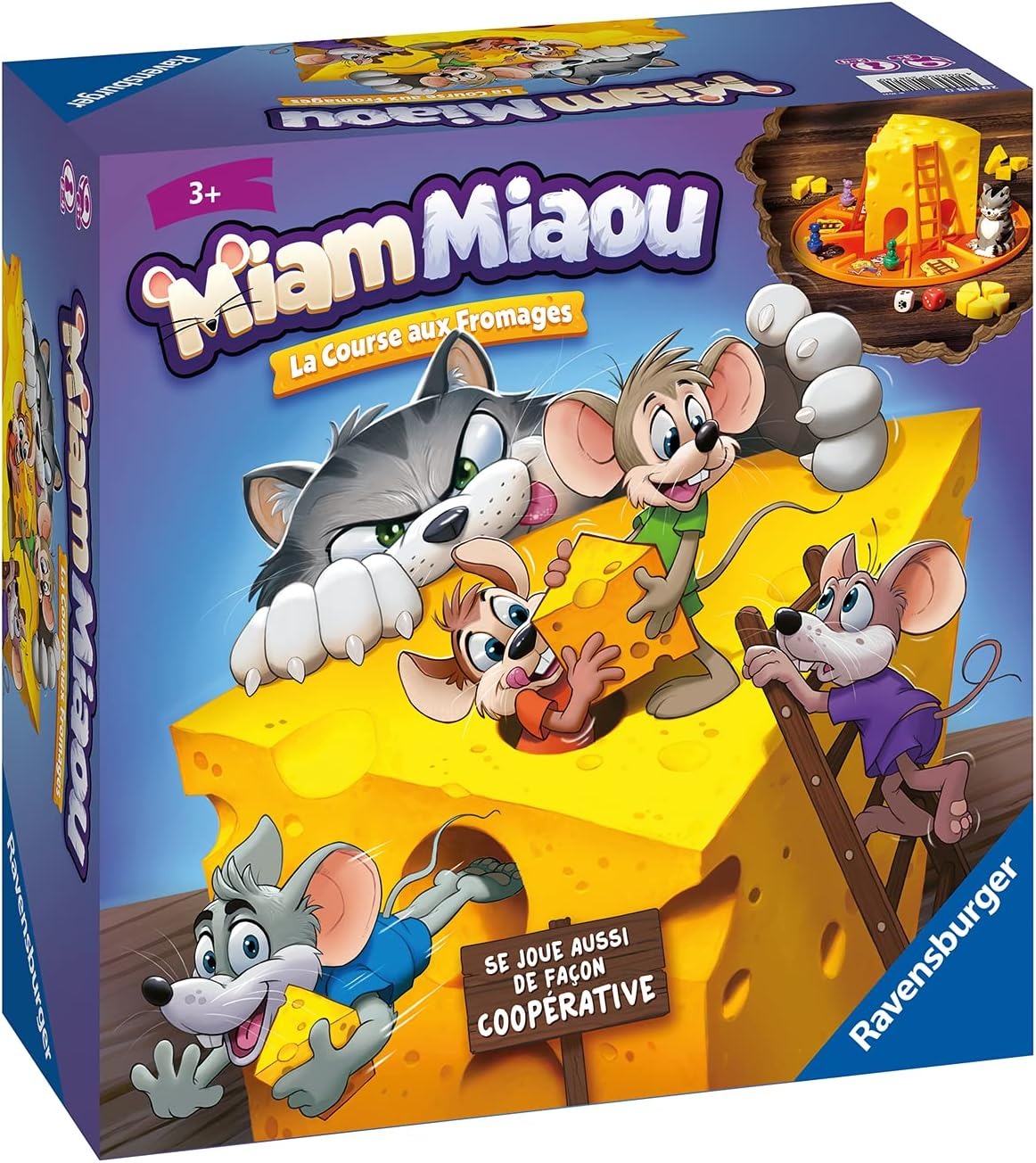 Ravensburger Miam Miaou - Gioco Da Tavolo Per Bambini, La Corsa Ai Formaggi, Da 3 Anni, 2-4 Giocatori, Parti Da 10 Minuti, Edizione Francese