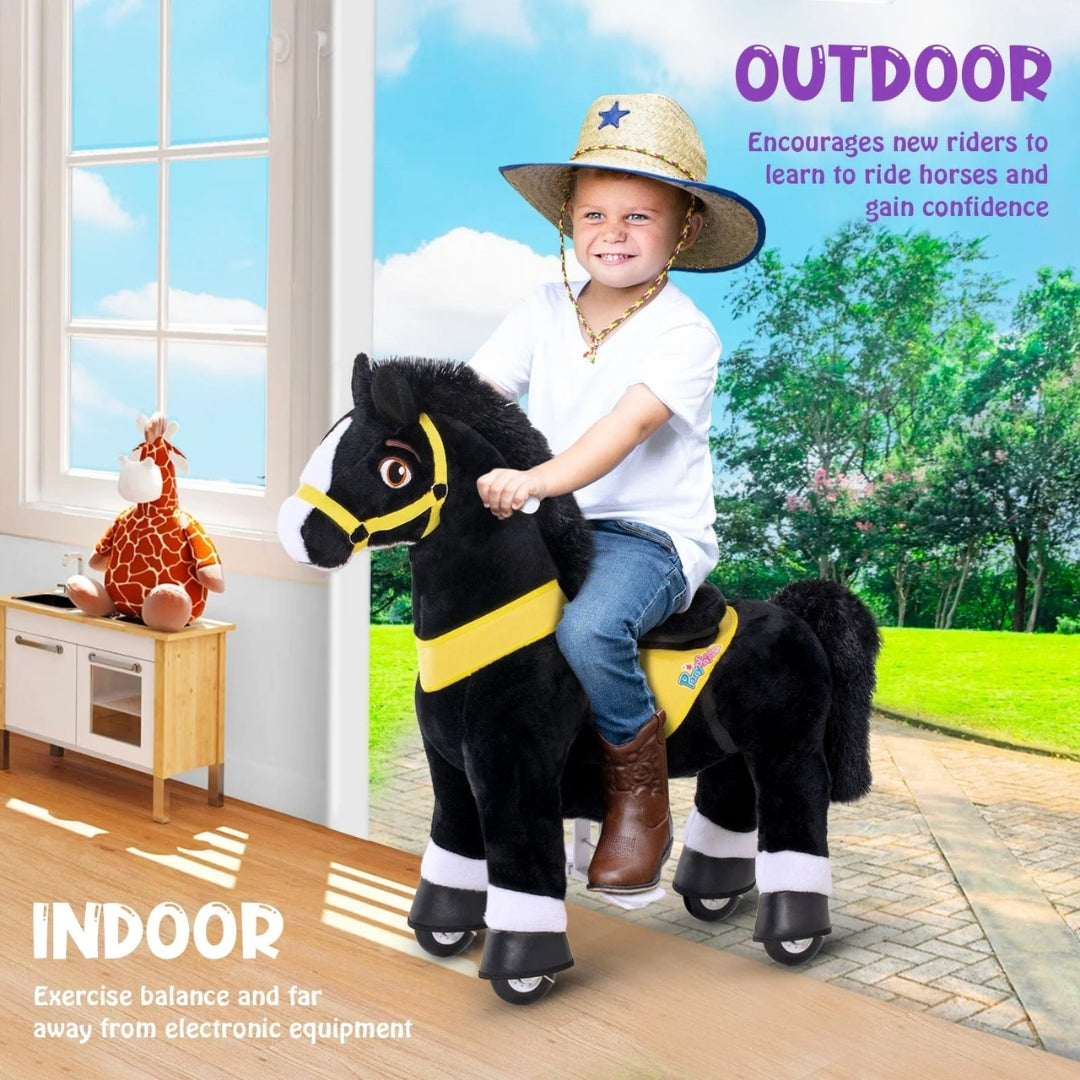Ponycycle Riding Mechanical Black Horse (4-8 Years)