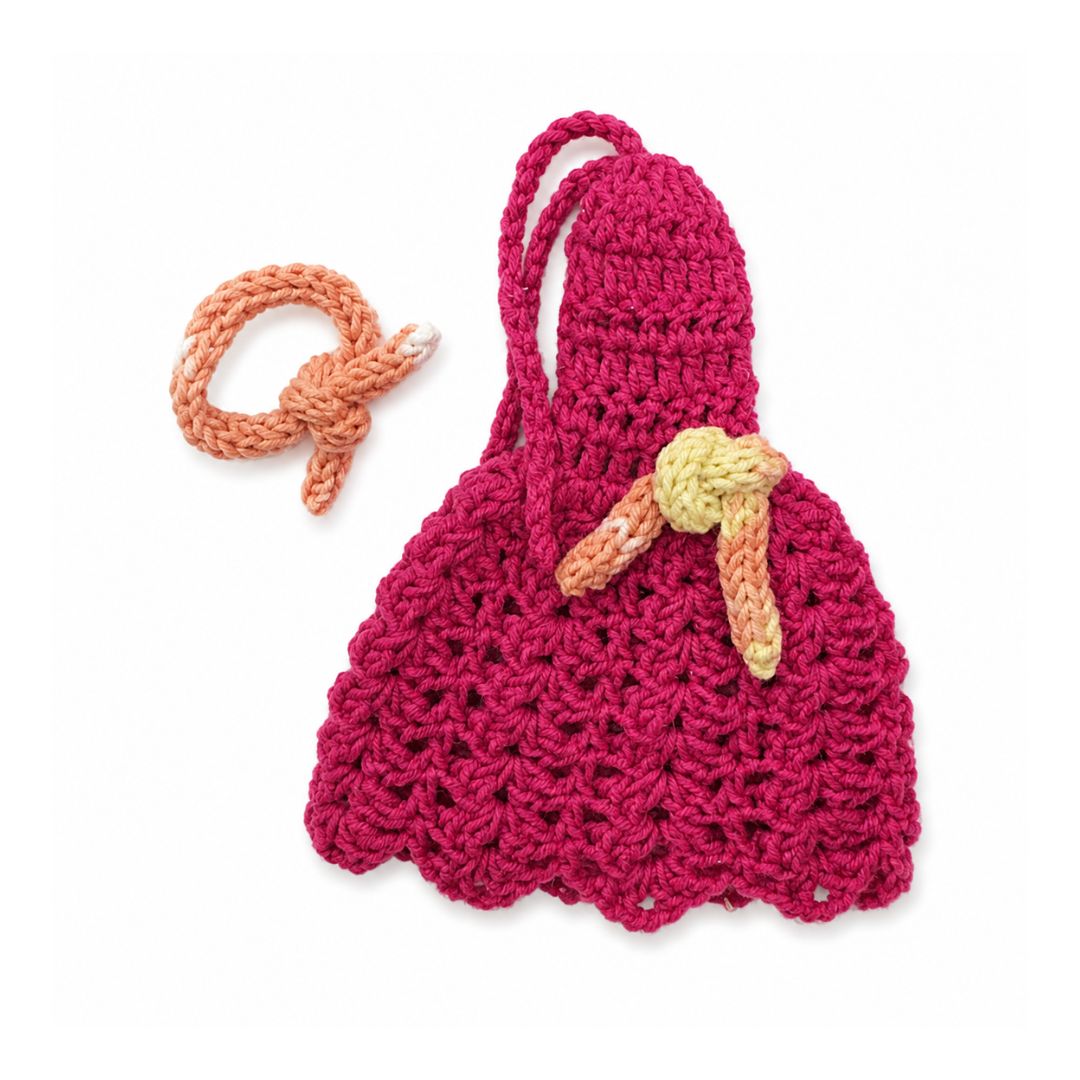 LéArts Handmade Crochet Doll Dress (Fuchsia & Peach)