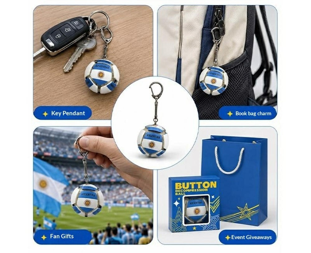 World Cup 2026 National Flag Soccer Keychain- Argentina