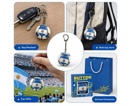 World Cup 2026 National Flag Soccer Keychain- Argentina