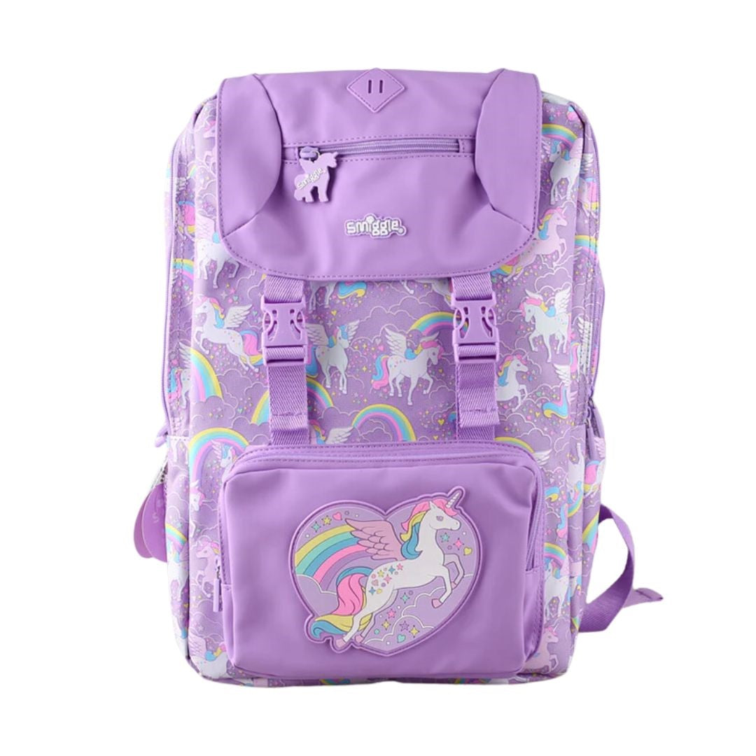 Smiggle Lila Foldover Unicorn Backpack