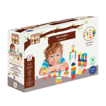 Atelier du Bois Wooden Building Cubes - 100 Pcs