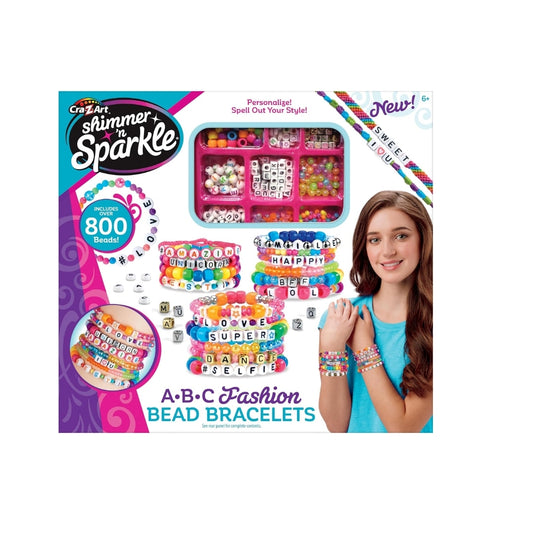 Crazart Shimmer & Sparkle ABC Fashion Bead Bracelets (800 Beads)