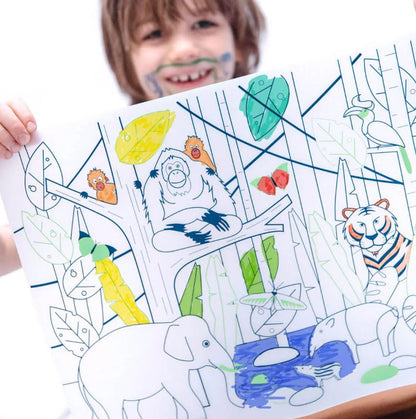 Coloring PlaceMat + 5 Erasable Markers - Jungle