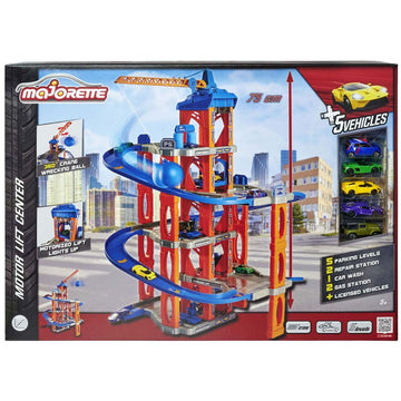 Majorette Garage & Lift Set - 5 Cars