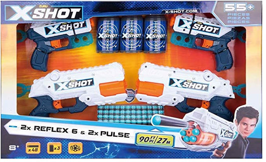 X Shot Excel Combo Pack (2 Kickback2 Reflex 6 3Cans48Darts)