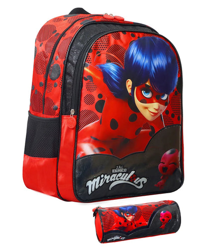 Lady Bug True Love Backpack Pencil Case Red Black - 16"