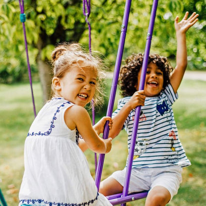 Plum Metal Double Glider Swing | Purple & Teal