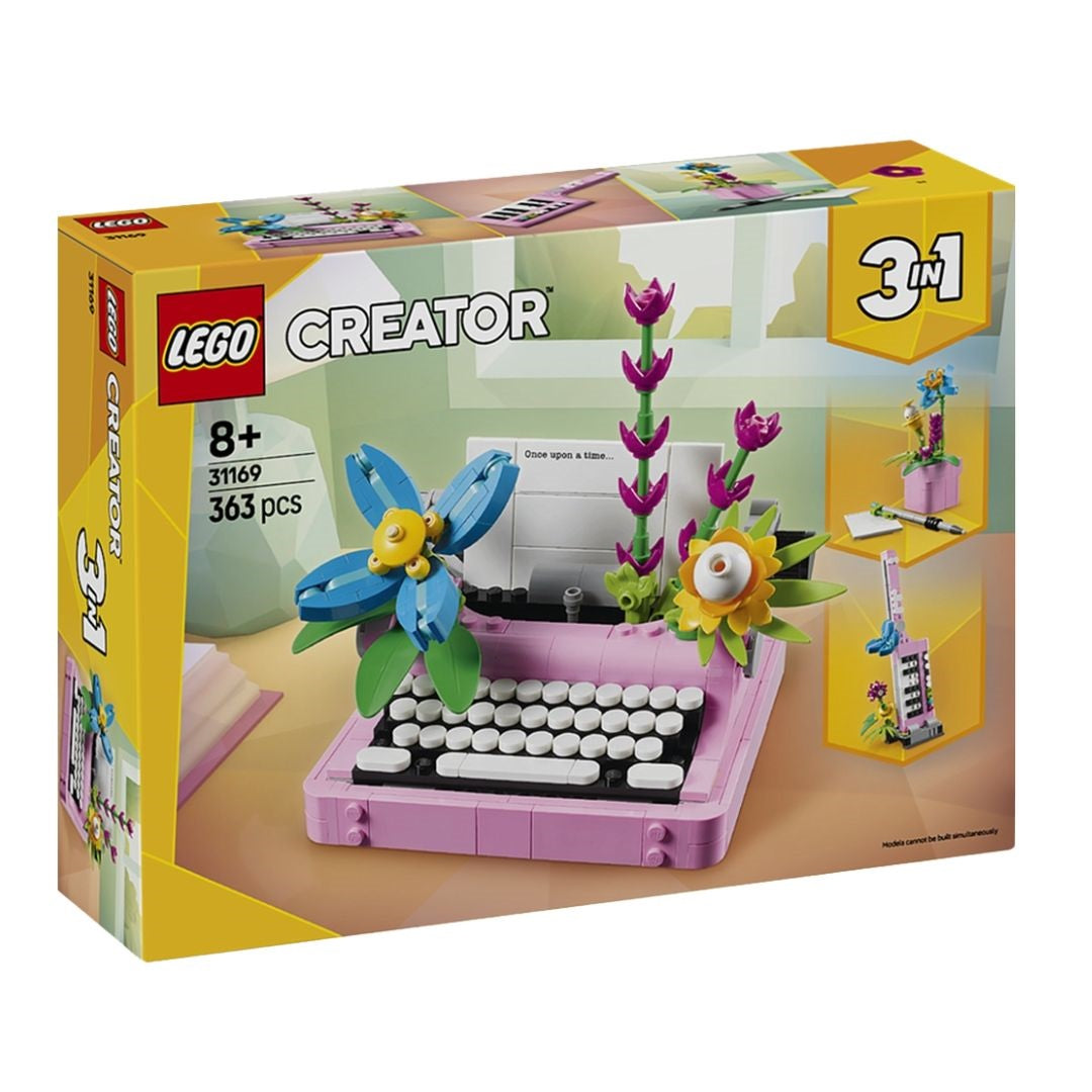 Lego Creator Typewriter with Flowers