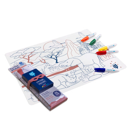 Coloring PlaceMat + 5 Erasable Markers - Savana