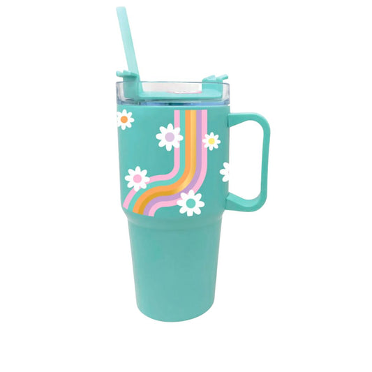 Hot Focus 600ml Glass with Straw and Stickers