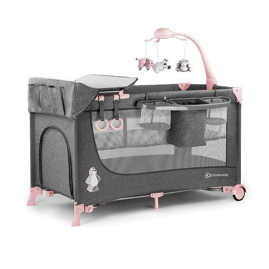 Kinderkraft Joy Travel Cot With Accesories, Pink