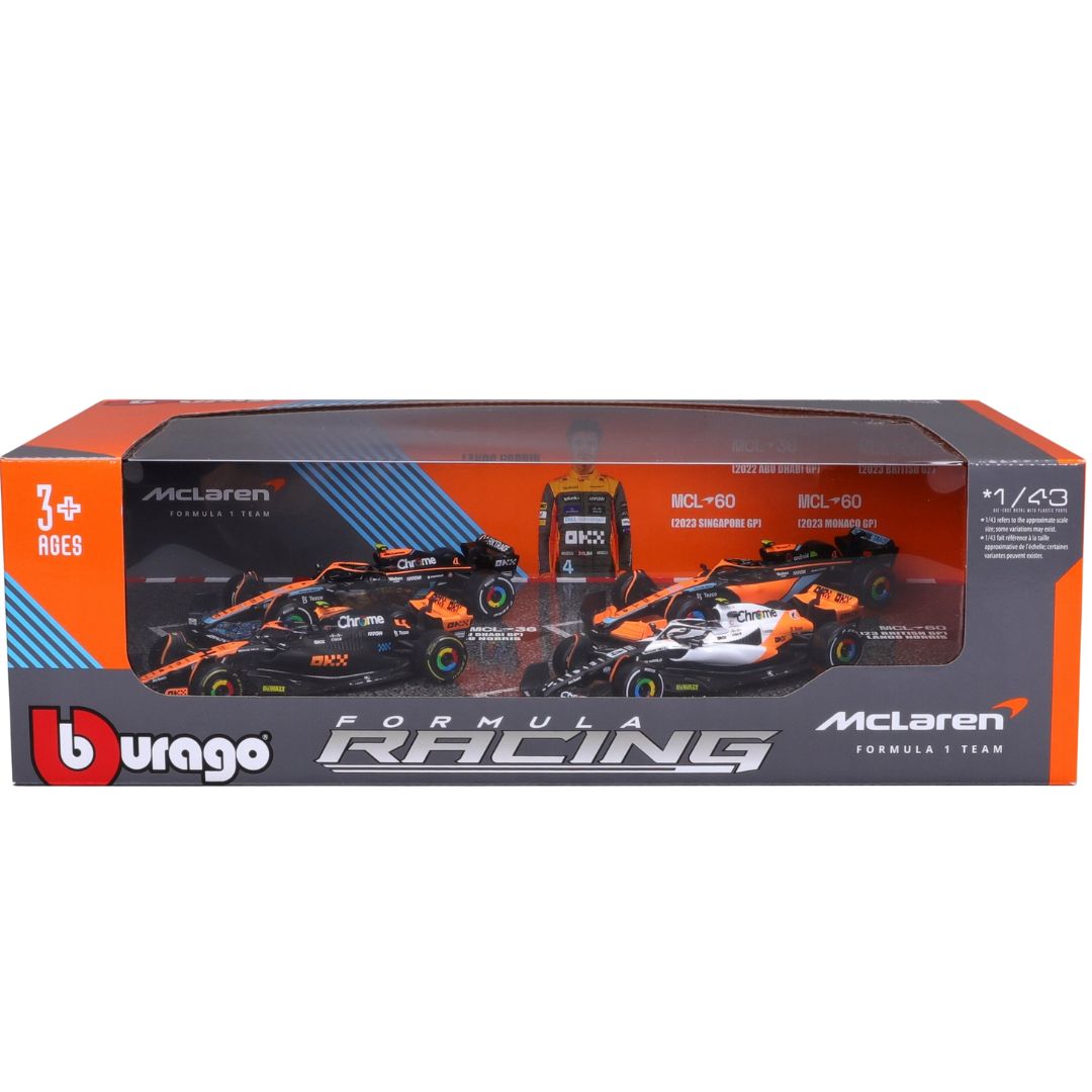 Burago McLaren F1 Lando Norris Highlights 4 Car Set