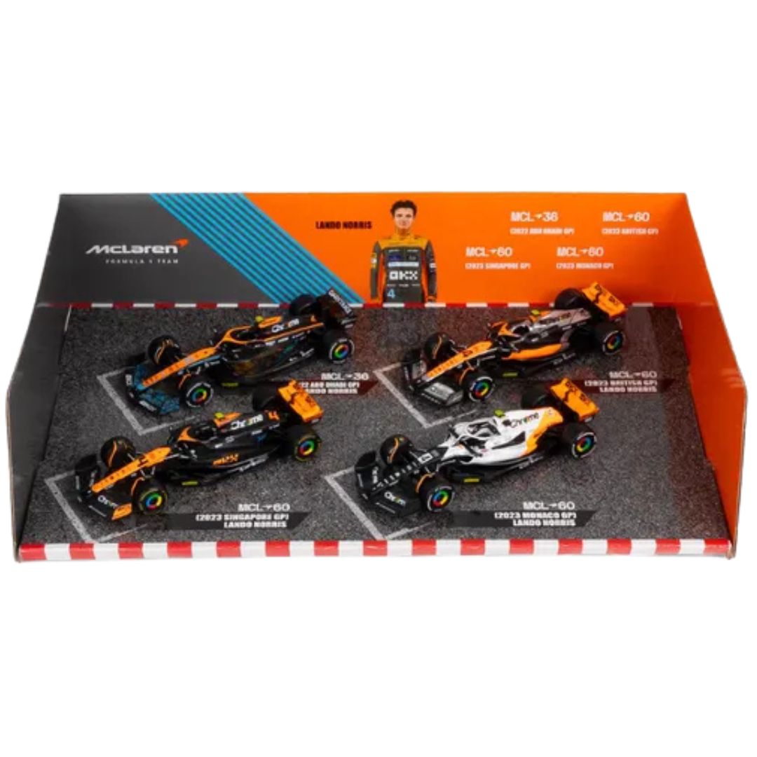Burago McLaren F1 Lando Norris Highlights 4 Car Set