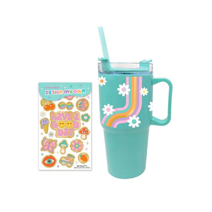 Hot Focus 600ml Glass with Straw and Stickers