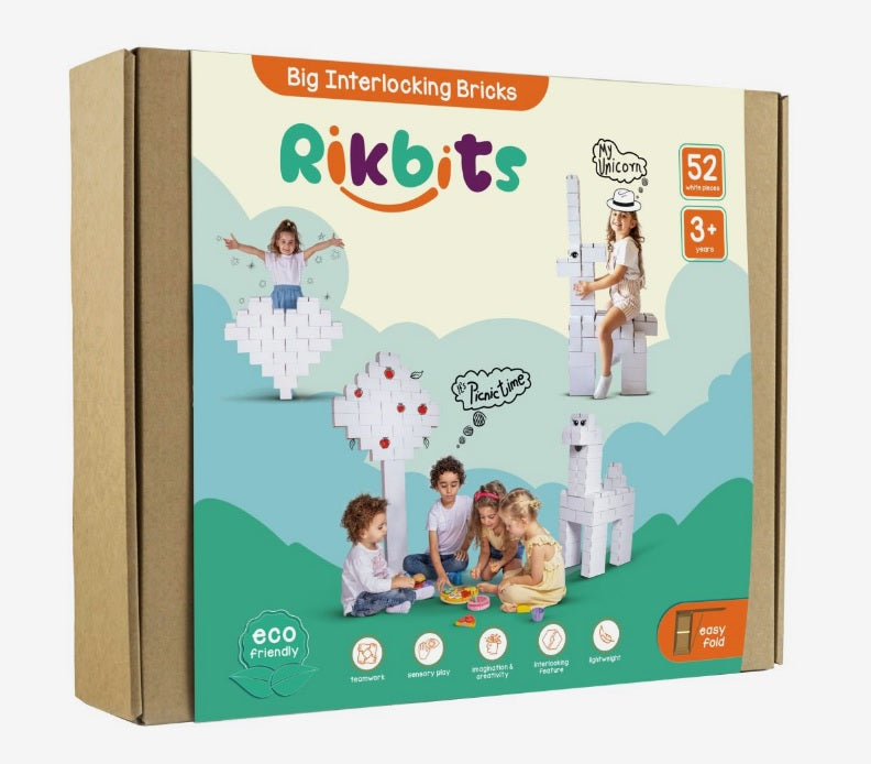 Rikbits White Color Building Blocks - 52 Pieces