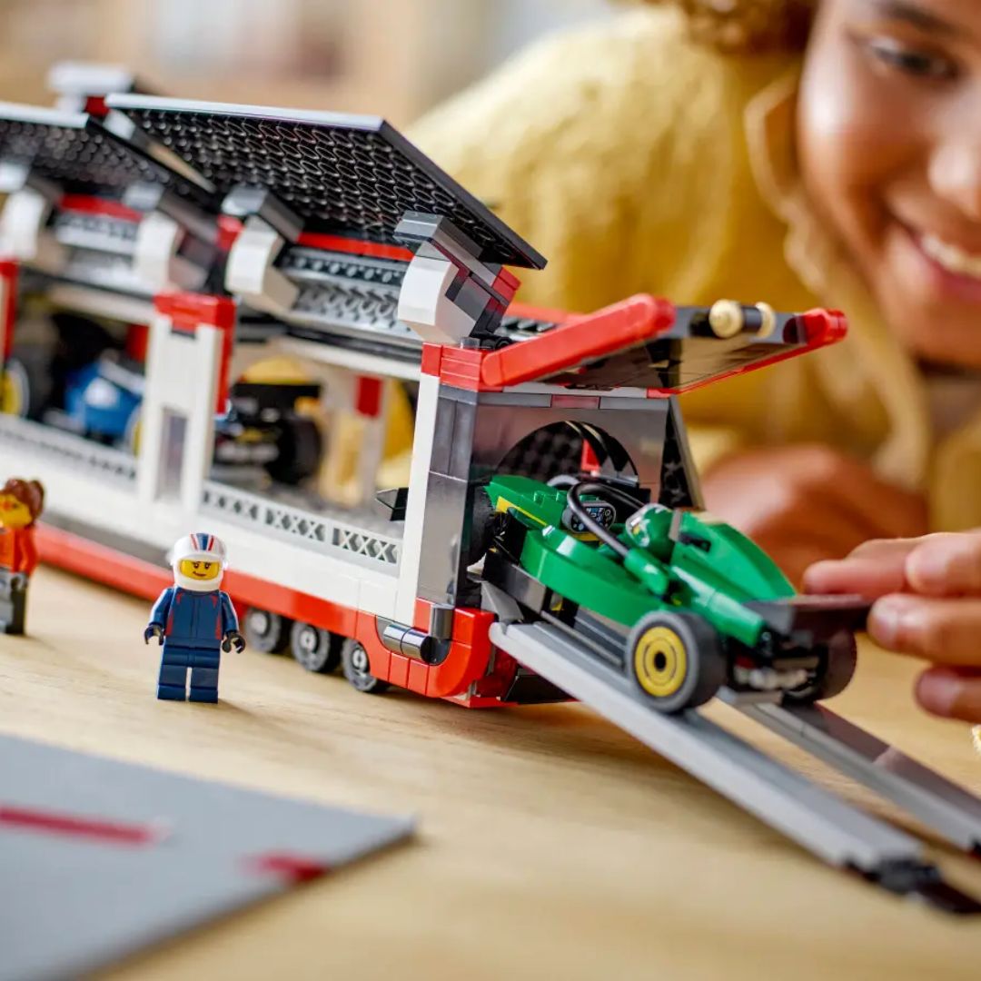 Lego City F1 Truck with RB20 & AMR24 F1 Cars