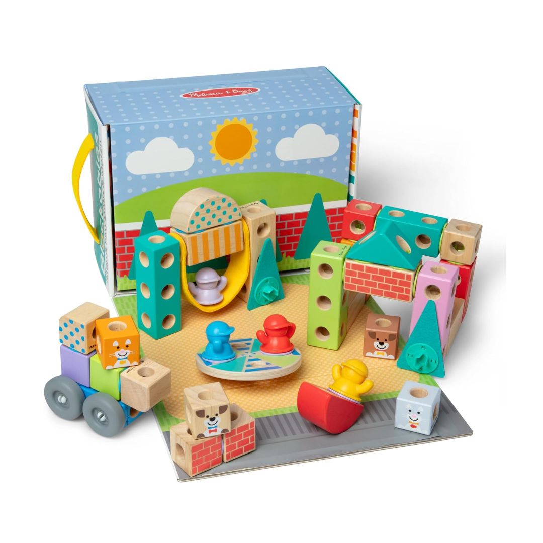 Melissa & Doug Blockables Town Play Set Wooden Blocks