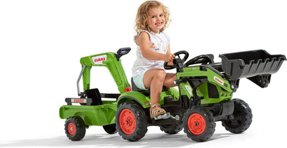 CAP'losier Claas Arion Ride-On Pedal Tractor with Front Loader Trailer