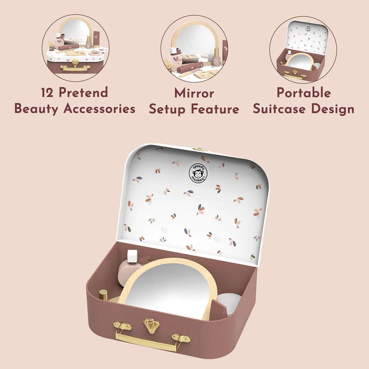 Speedy Monkey Wooden Beauty Suitcase