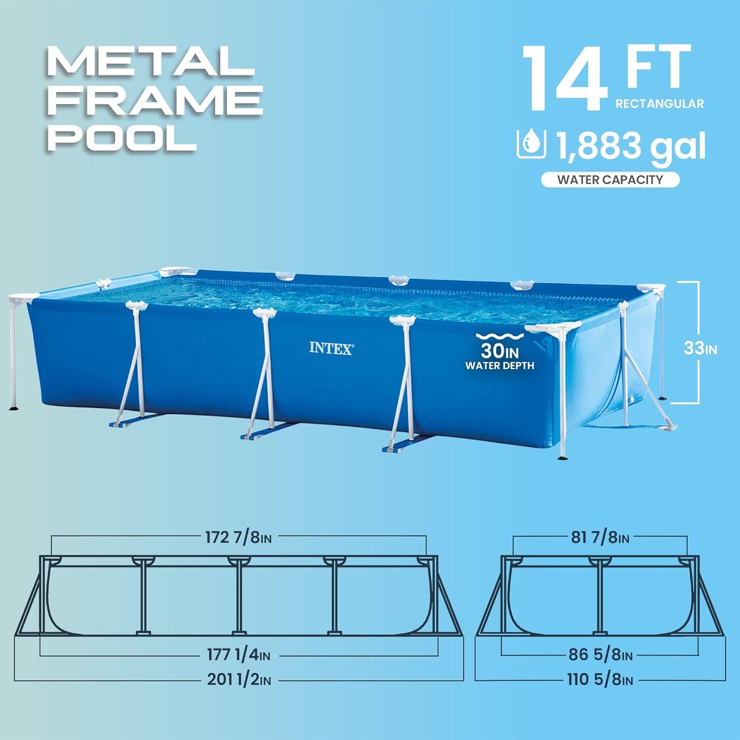 Intex Rectangular Frame Pool 4.5 x 2.2 x 0.84m