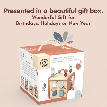 Speedy Monkey 5-in-1 Wooden Activity Cube