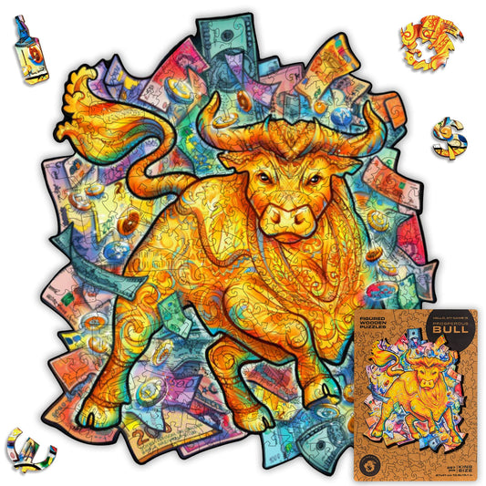 Figured Wooden Puzzle Prosperous Bull Size Small