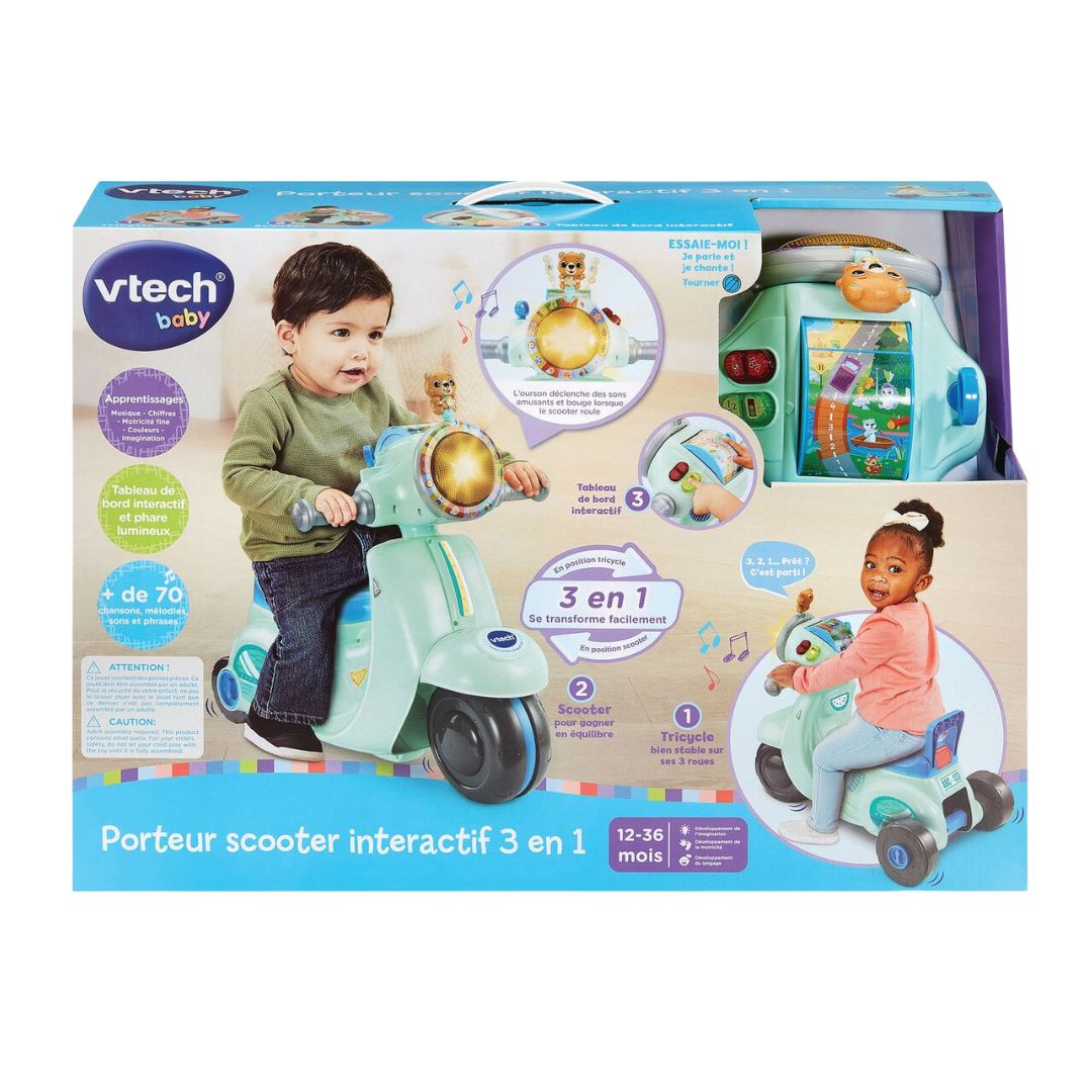 Vtech 3 En 1 Interactif Scooter Blue Ride-On