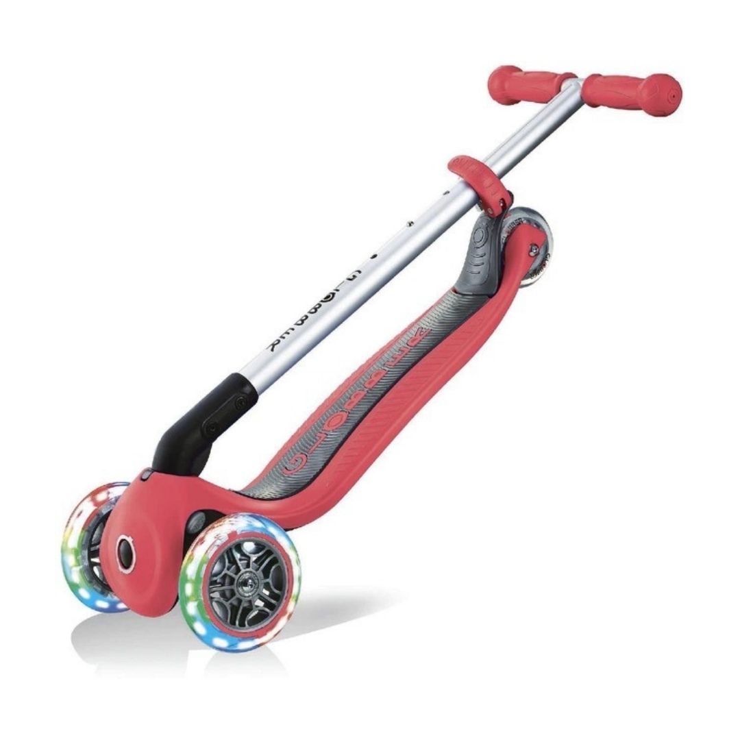 Globber Primo Foldable Lights 3-Wheel Scooter (Red)