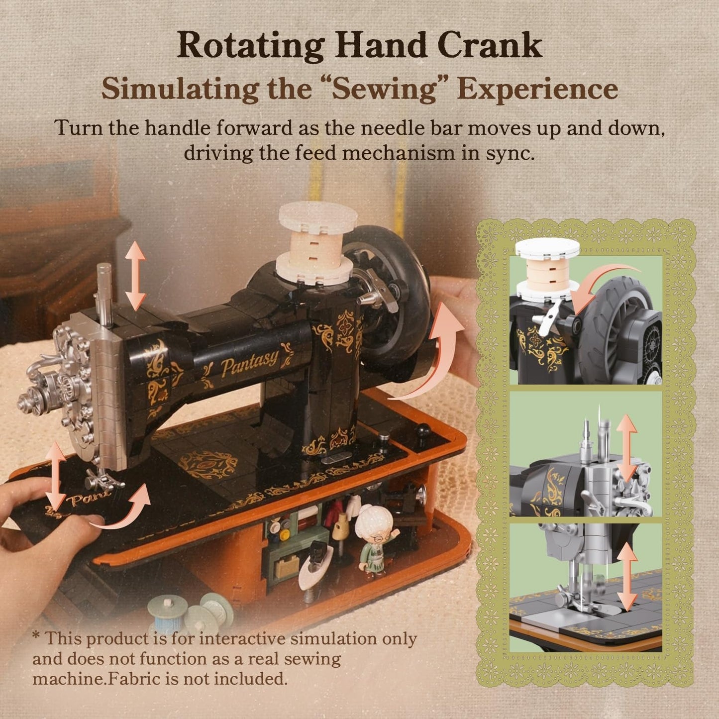 Pantasy Vintage Hand Crank Sewing Machine