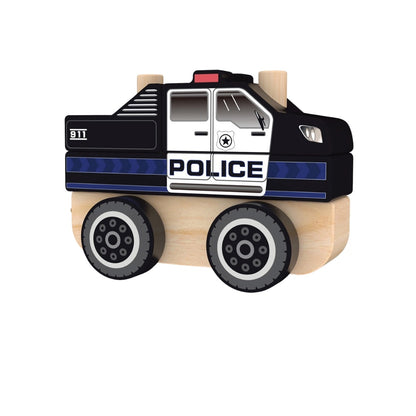 J'Adore Police Stacking Truck Wood Toy