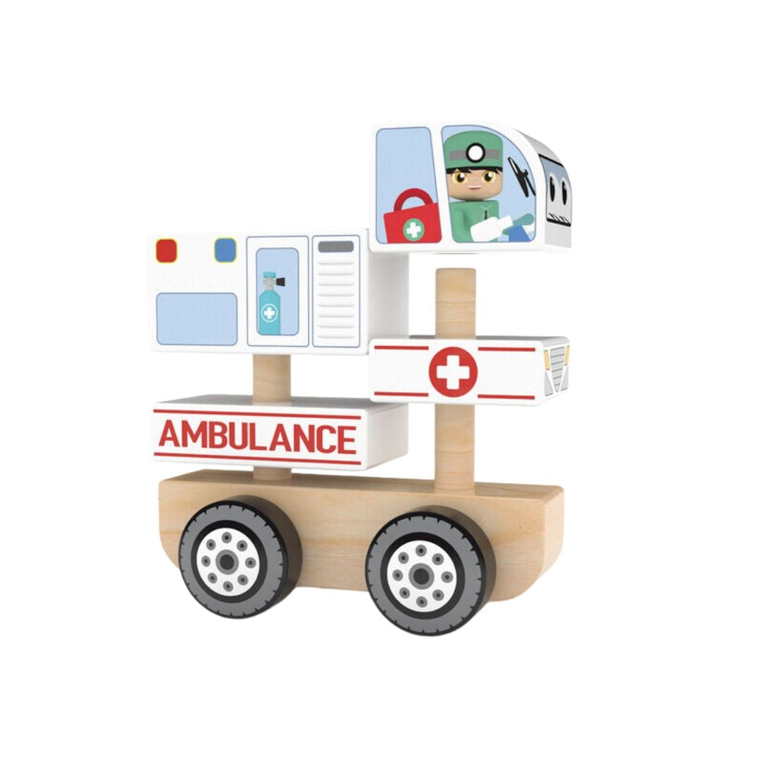 J'Adore Ambulance Truck Nature Wood Toy Set