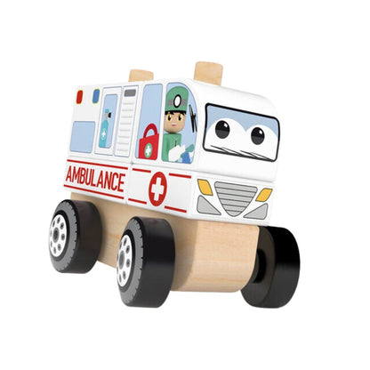 J'Adore Ambulance Truck Nature Wood Toy Set