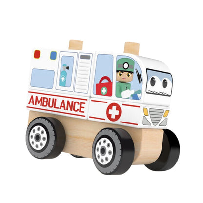 J'Adore Ambulance Truck Nature Wood Toy Set