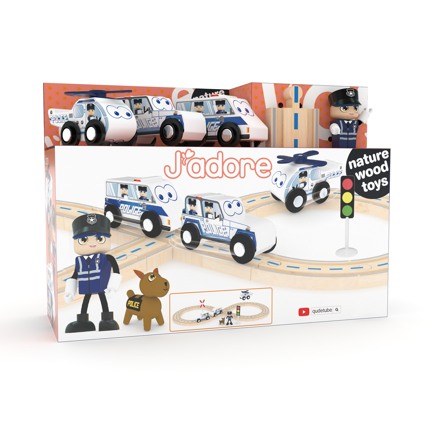 J'adore Police Railway Set Wooden Toy