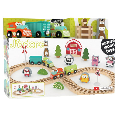 J'Adore Farm Train Set Wooden Toy