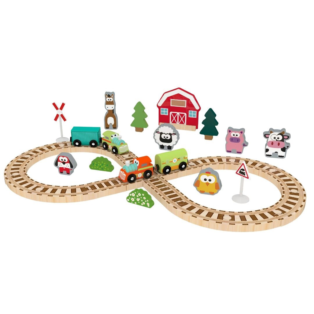 J'Adore Farm Train Set Wooden Toy