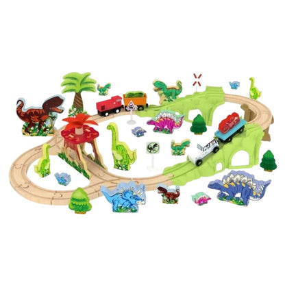 J'adore Mega Train Dinosaur Set Wooden Toy