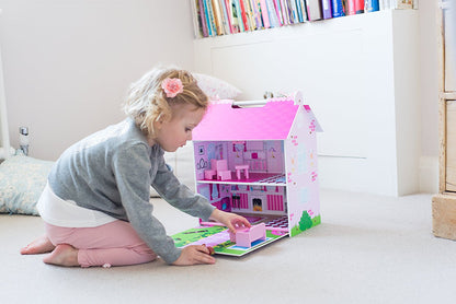 Hove Wooden Dolls House, Pink Palace + Accessories