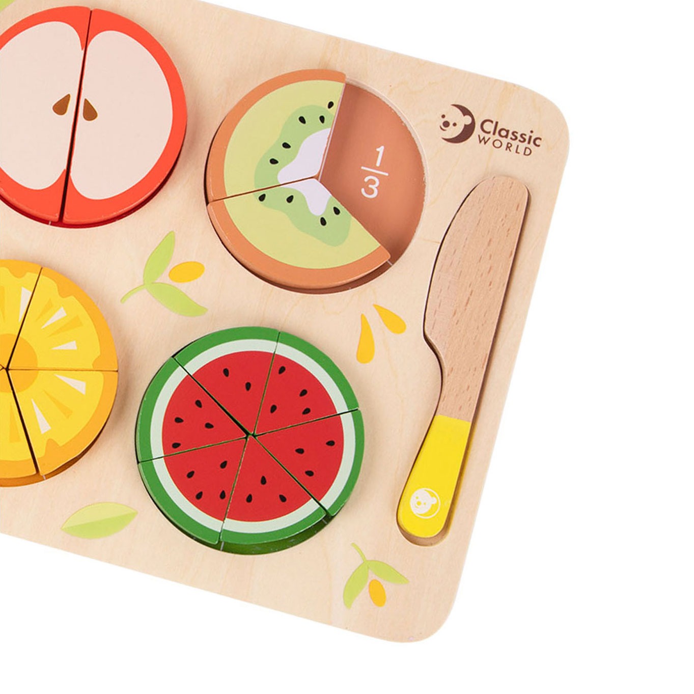 Classic World Wooden Fruit Puzzle Fractions