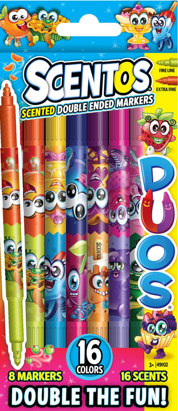 Scentos Duos Double Ended Fine Line Markers, Pack Of 8