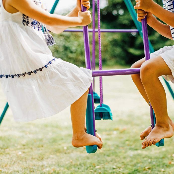 Plum Metal Double Glider Swing | Purple & Teal