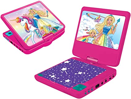 Barbie Portable Dvd Player 7 Rotative Screen With Usb Port And Earphones