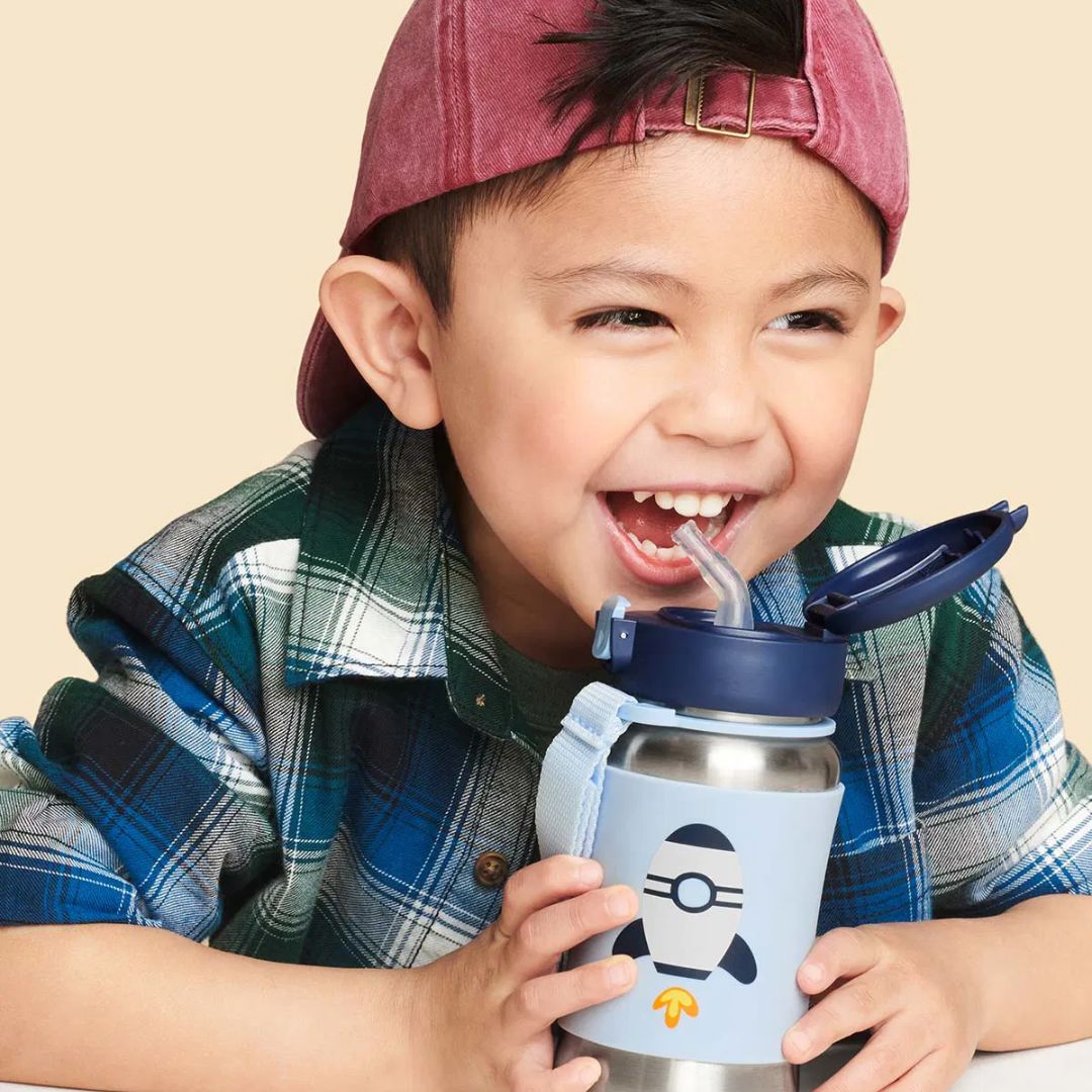 Skip Hop Stainless Steel Rocket Straw Water Bottle