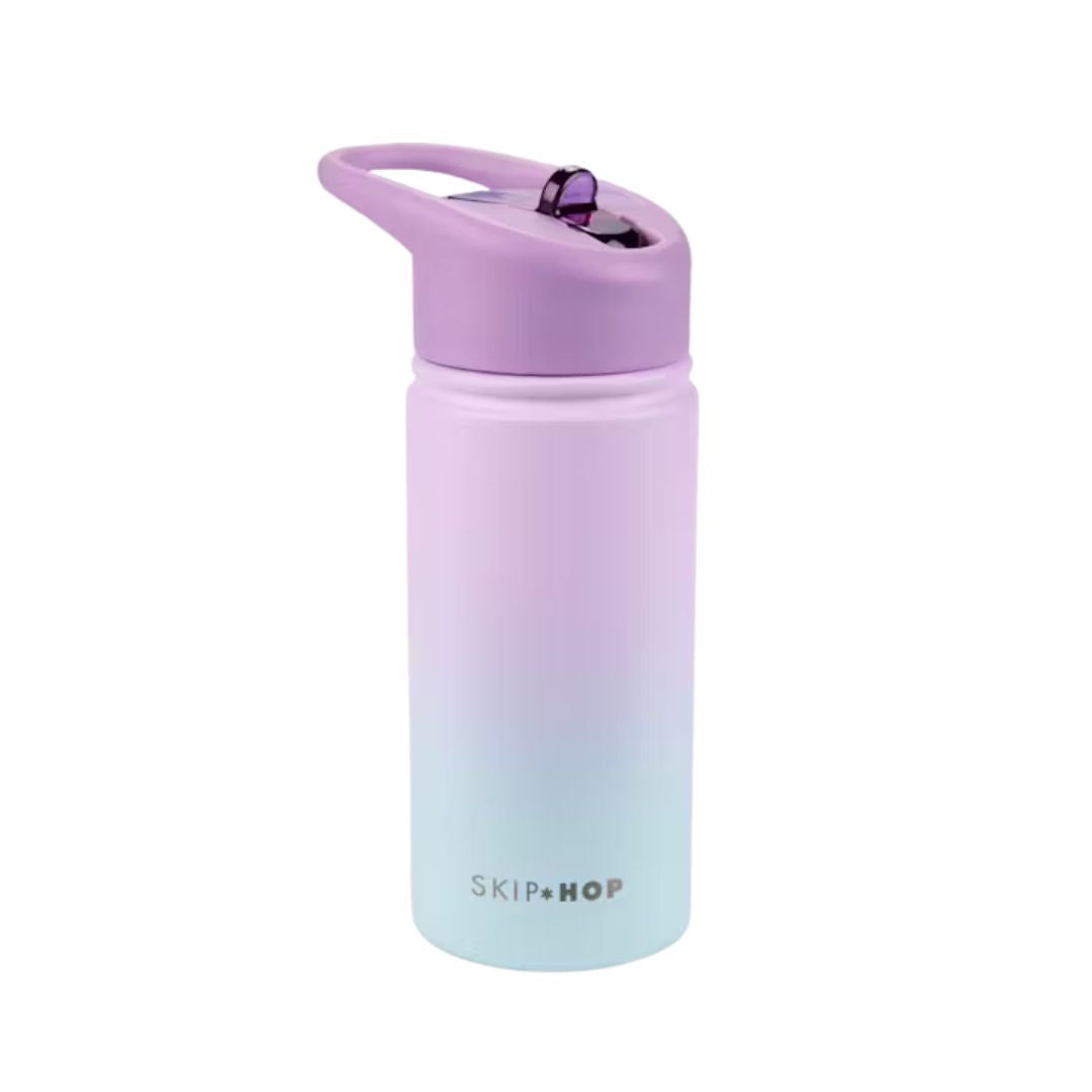 Skip Hop Stainless Steel Water Bottle with Straw - Wander Ombré Purple