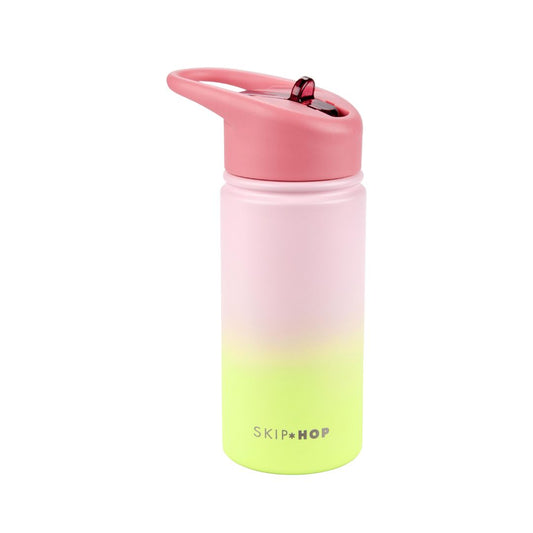 Skip Hop Stainless Steel Water Bottle with Straw - Ombré Pink